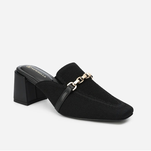 NEWBELLA Black Commute Square Toe Heeled Mules. Size 7 - Picture 3 of 14